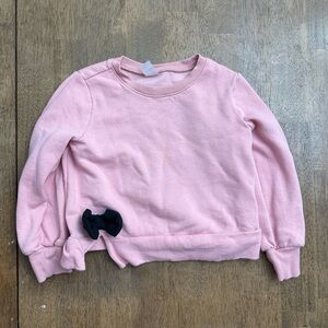 Pink Sweatshirt with Black Bow Accent